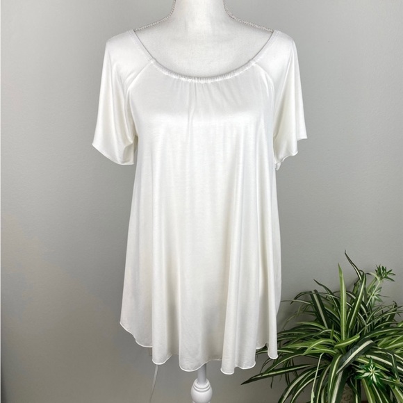 Piko 1988 Off Shoulder Bamboo Off White Tunic Short Sleeves Size M - Picture 3 of 8